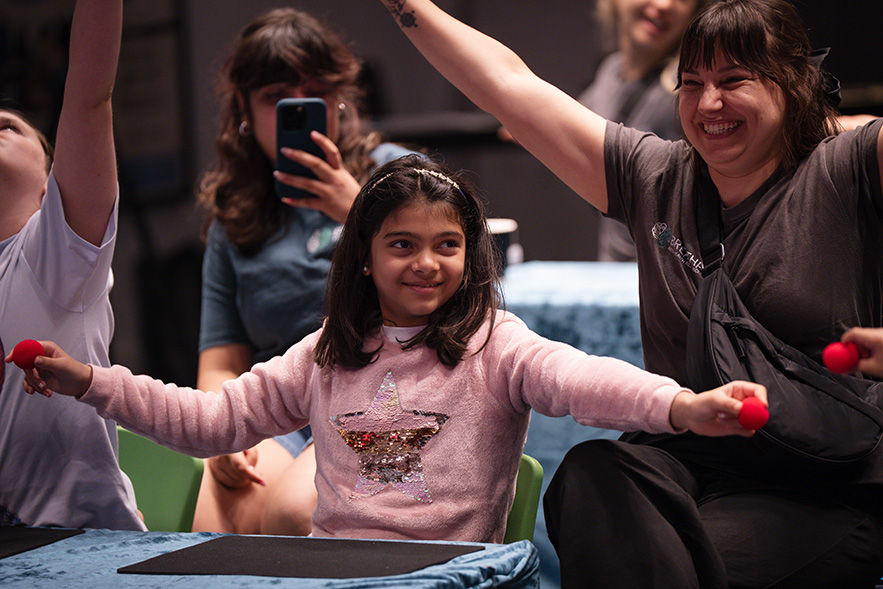 Amaira and Cristina practicing spongeballs